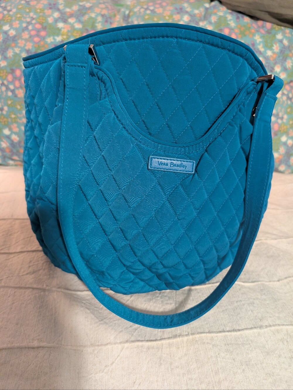 Vera Bradley Quilted Teal Shoulder Tote